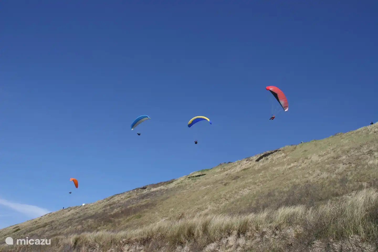 Gleitschirme über den Dünen