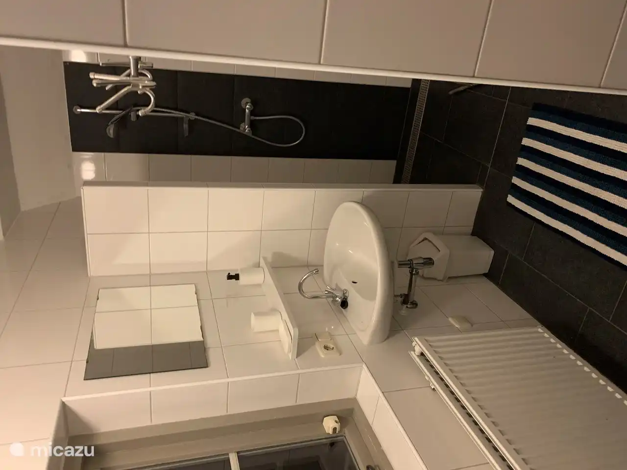 Badezimmer mit Dusche und Waschbecken