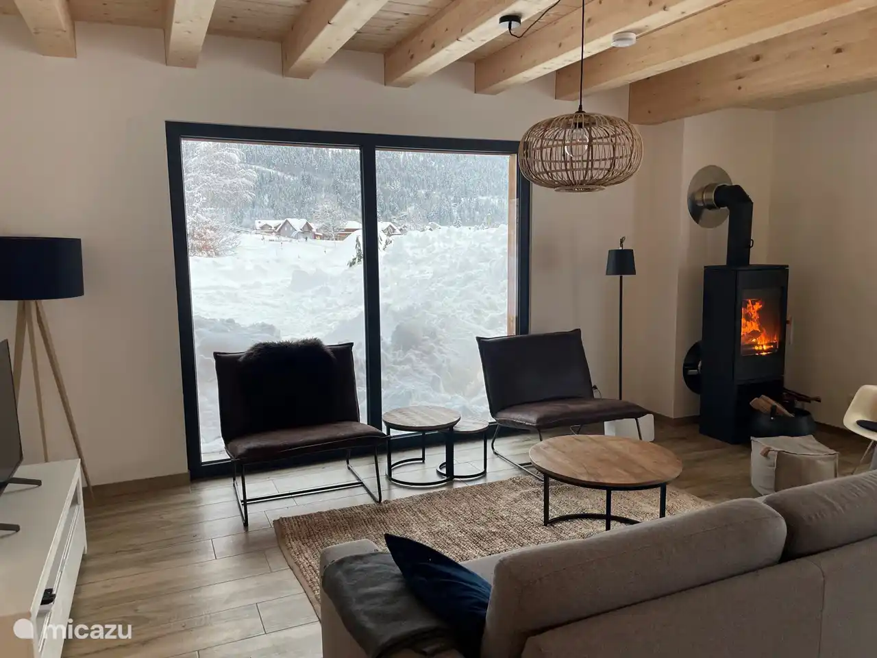 Living room with wood stove