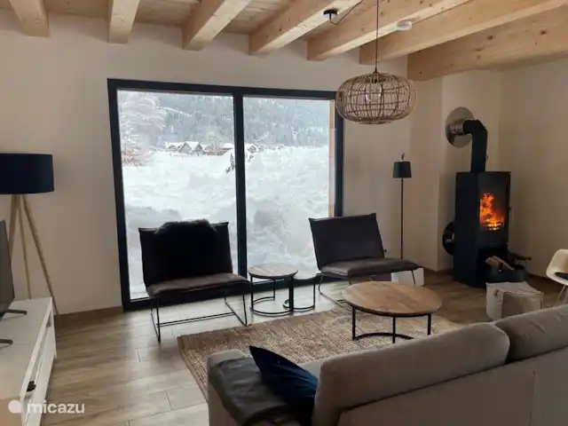 Chalet de luxe Mauthner Alm | Autriche, Carinthie, Kötschach-Mauthen - chalet Salon avec poêle à bois