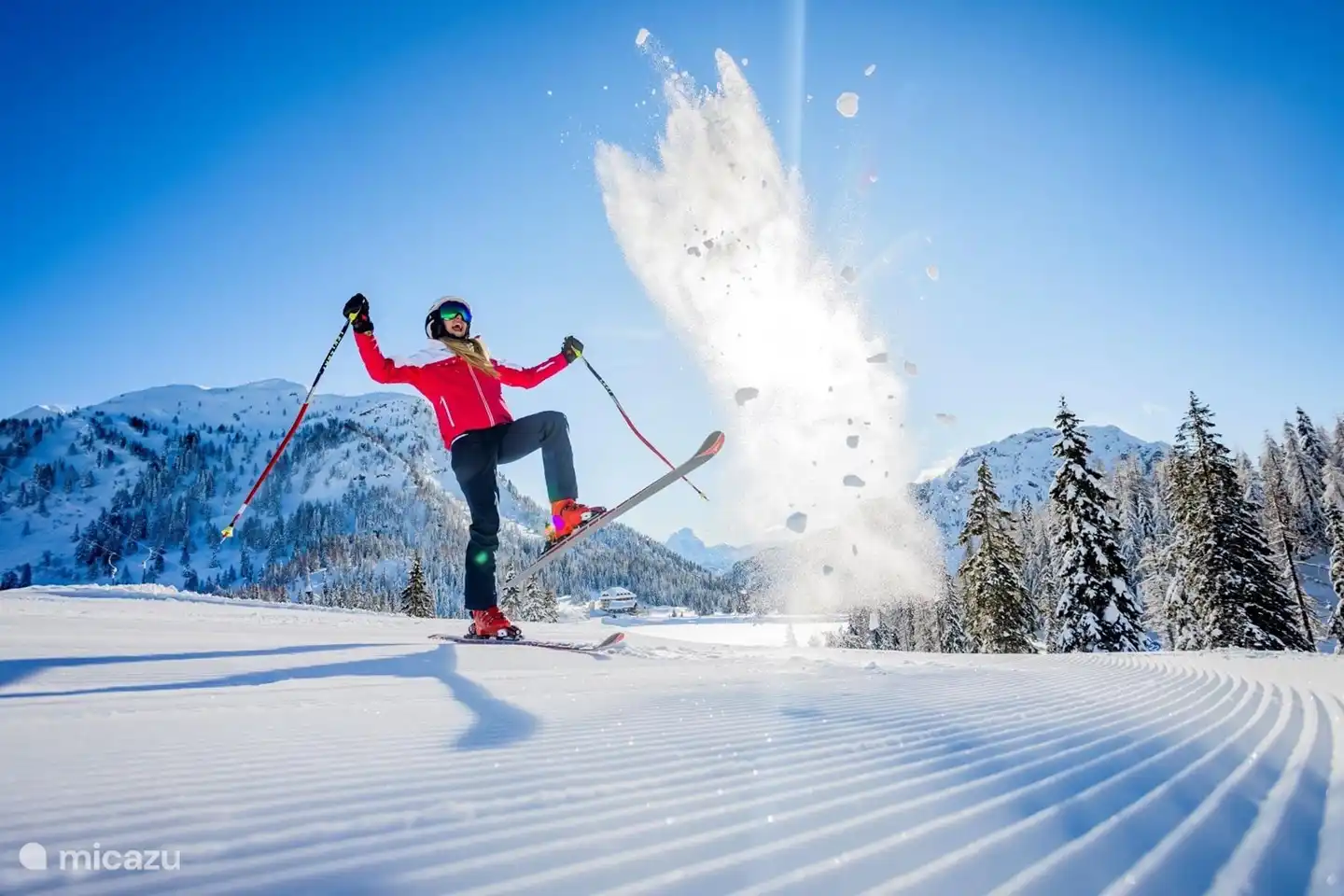 Skiing in the snow-sure ski area.