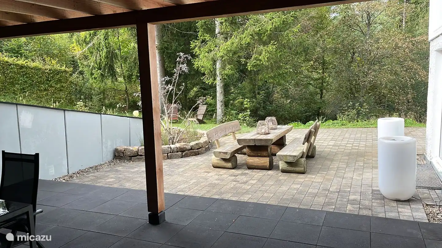 View from the new veranda (October 2023) towards the valley. 