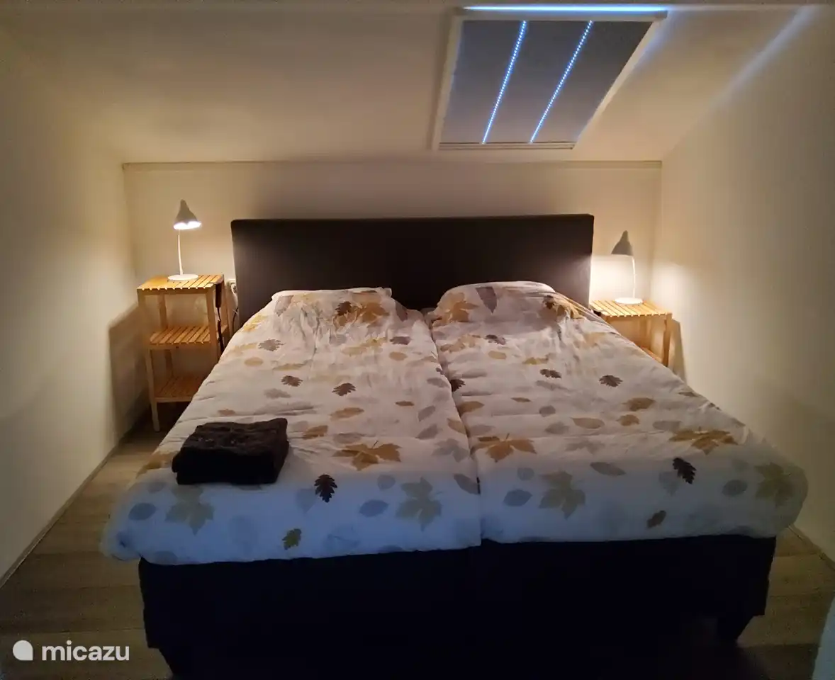 Two single box spring 210x90 cm, with Goose down duvets