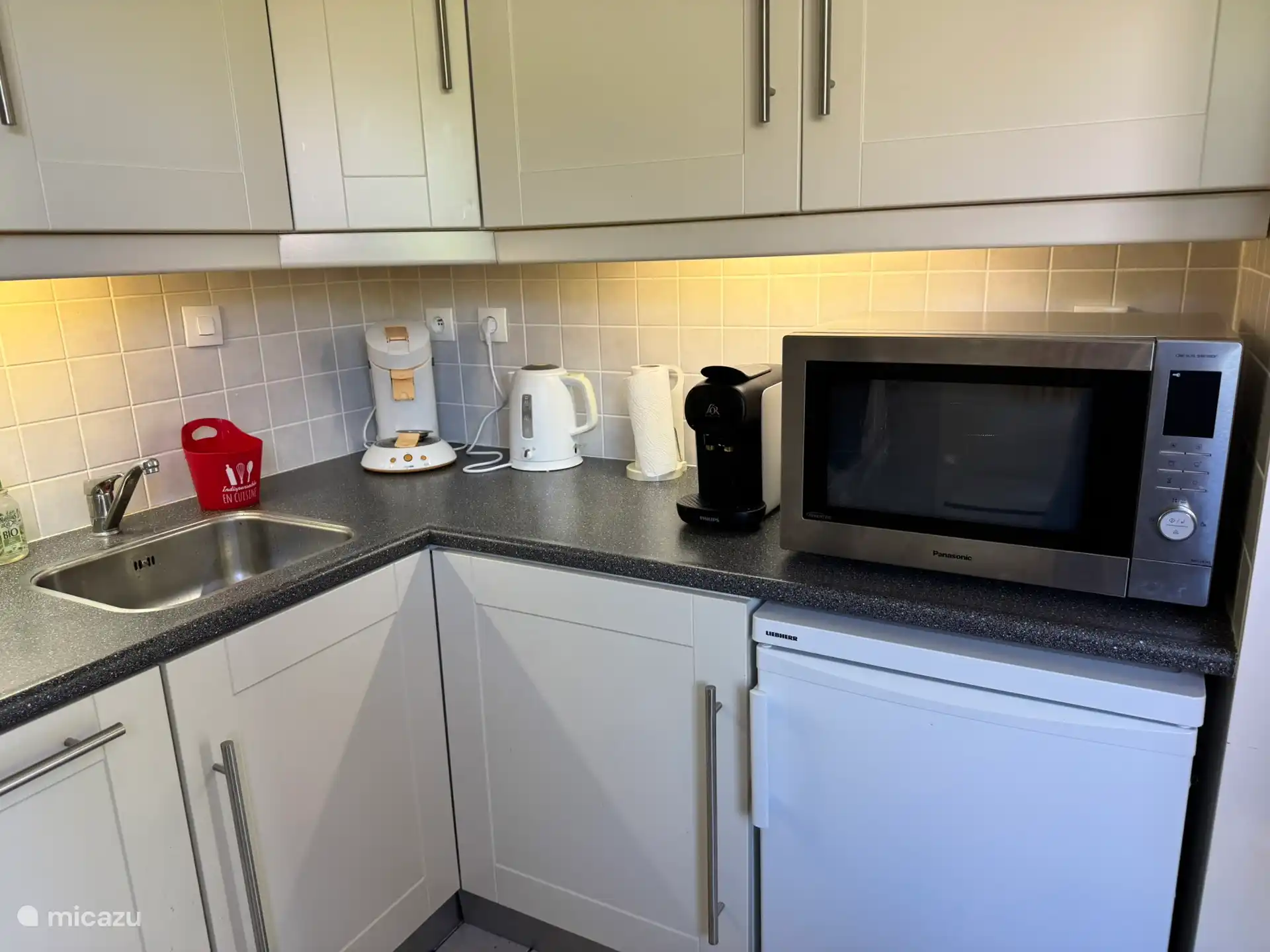 Küche mit großer Kombi-Mikrowelle/Heißluftofen