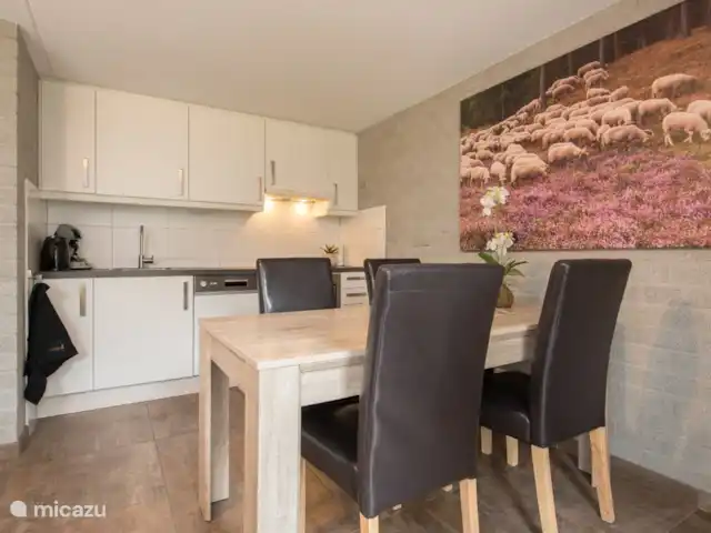 Walibi marrón en Países Bajos, Barbante Septentrional, Heesch - bungaló mesa de comedor y cocina