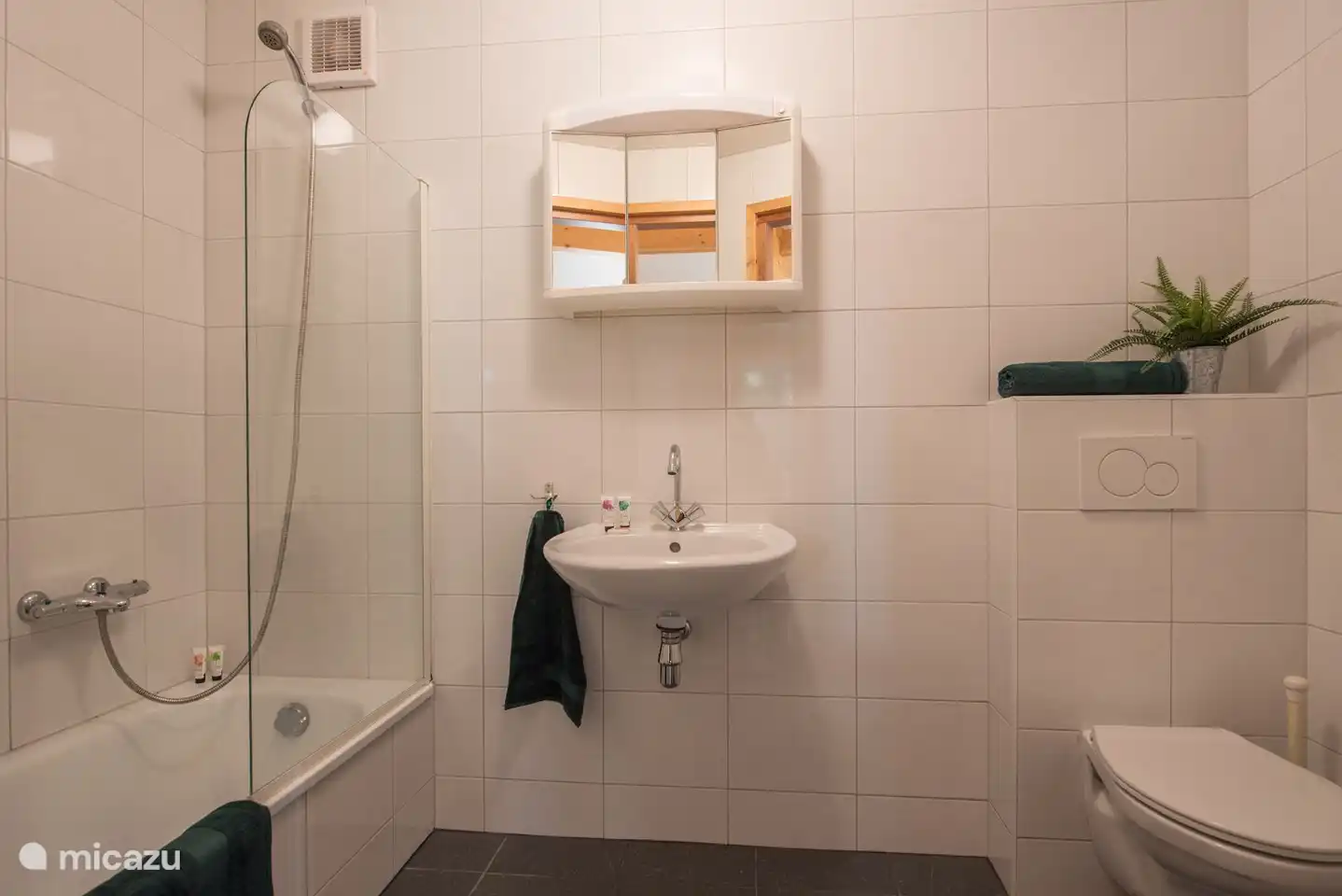 Das Badezimmer verfügt über eine Toilette, ein Waschbecken und eine Badewanne.