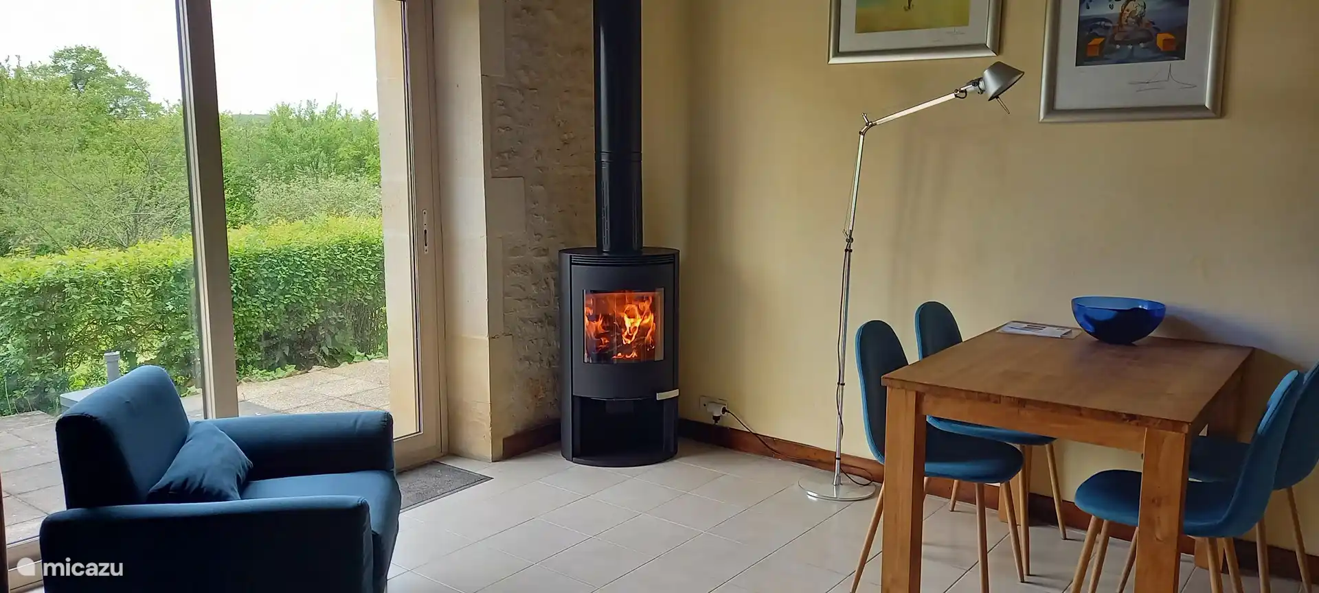 Wood stove on the ground floor