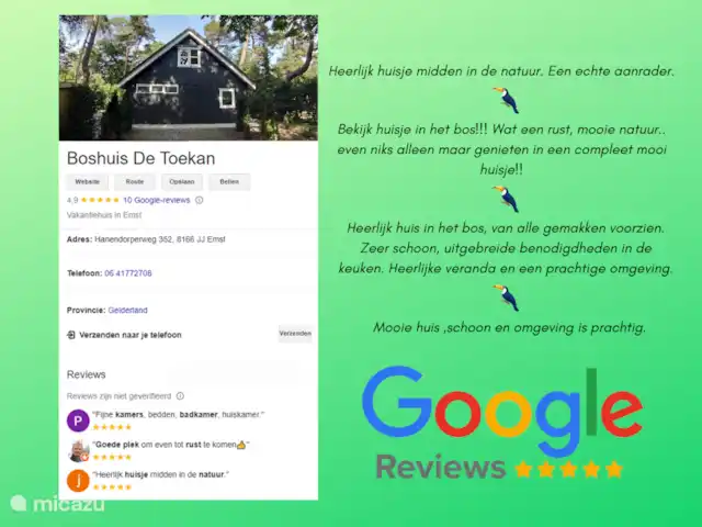 el tucan en Países Bajos, Güeldres, Emst (Epe) - casa vacacional Reseñas de Google.