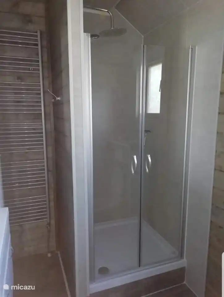 Badezimmer mit Duschkabine/WC und Bademöbel