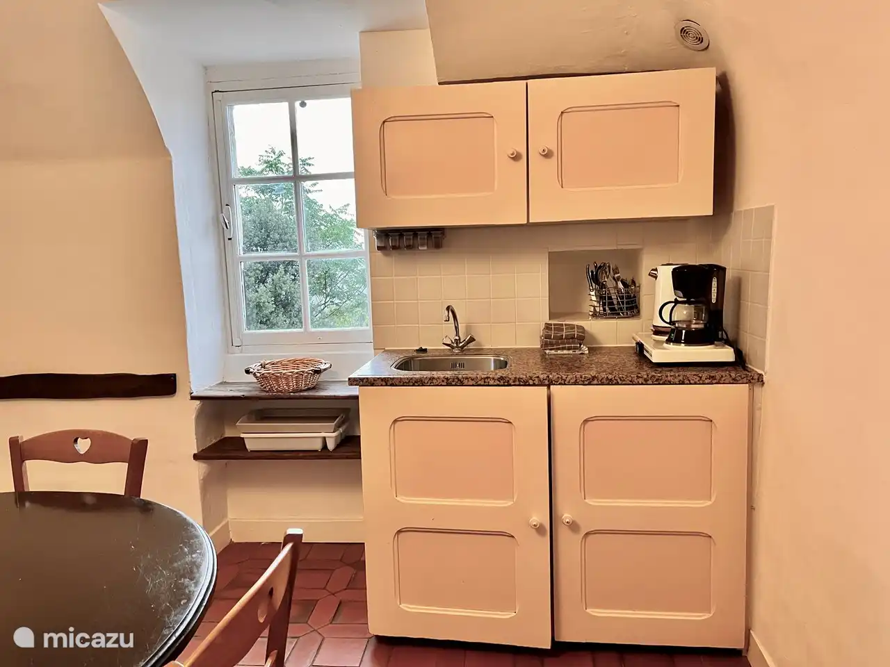 Keuken met uitzicht.
