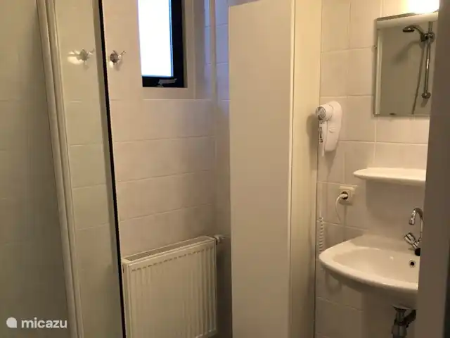 el pecador en Países Bajos, Frise, Sondel - casa vacacional Cuarto de baño con lavabo y cabina de ducha