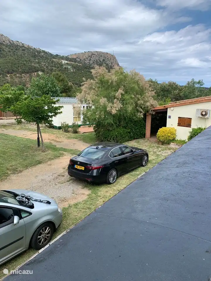 Beautiful view from the front of our mobile home. Mountains are clearly visible from the sofa bed in the living room!