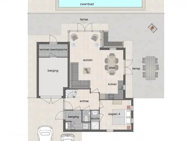 ZeelandhuisaanZee | Pays-Bas, Zélande, Kamperland - villa Plan du rez-de-chaussée