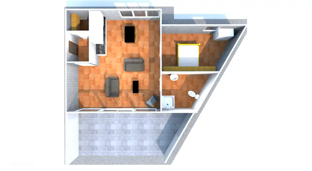 Ansicht des Bungalows von oben