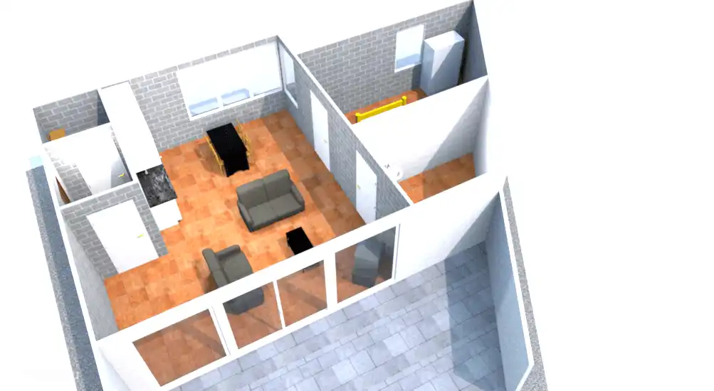 Ansicht des Bungalows von oben