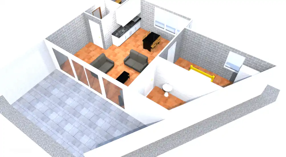 Ansicht des Bungalows von oben