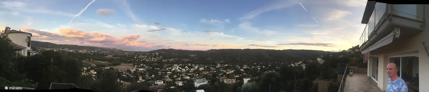 180+ degrees pano photo from the terrace: view over the bay of Palamos and the mountains