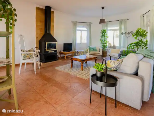 Finca Tropical - Montroy - Valence | Espagne, Valence, Montroy - villa Salon spacieux, avec canapés, soya bed, cheminée, TV