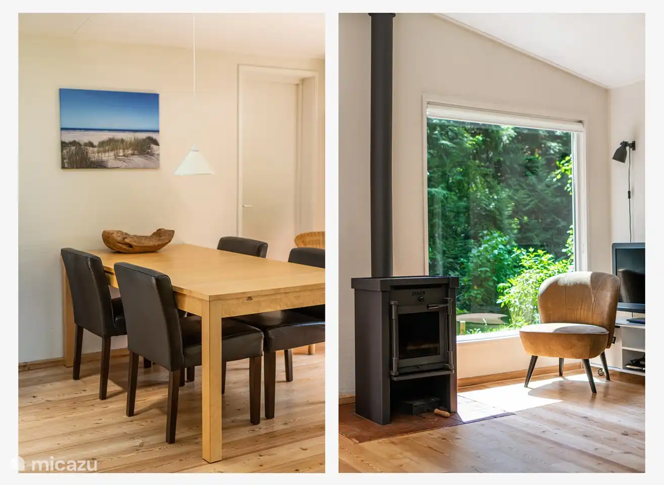 Estufa de leña en la sala de estar