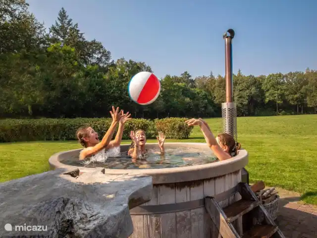 el brasero en Países Bajos, Overijssel, Losser - casa vacacional Bañera de hidromasaje privada en el jardín.