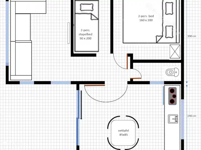 stacaravan huren in Nederland, Texel, De Cocksdorp – Sammie op Texel Plattegrond van Sammie.
