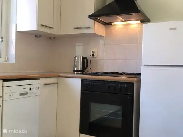 vakantiehuis huren in Nederland, Overijssel, Heeten – Salland Cottage Keuken met vaatwasser, fornuis, oven en koel/vriescombinatie.