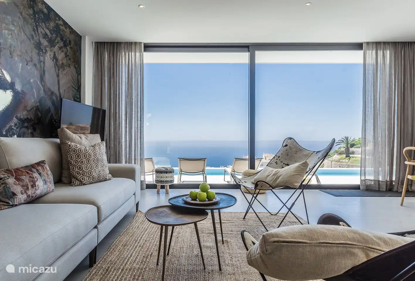 The view from the living room and kitchen