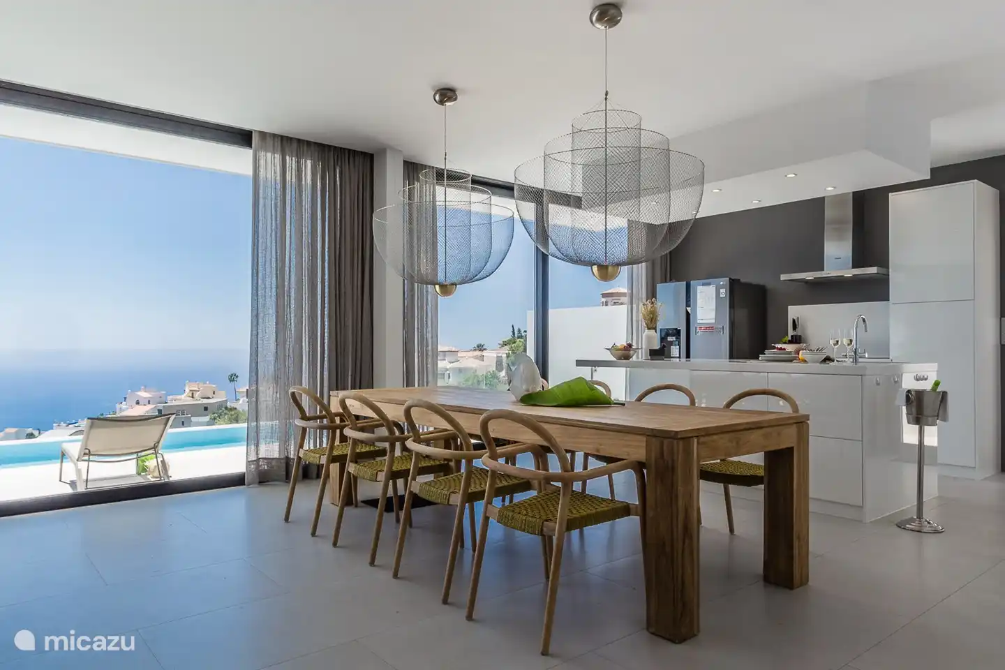 The view from the living room and kitchen