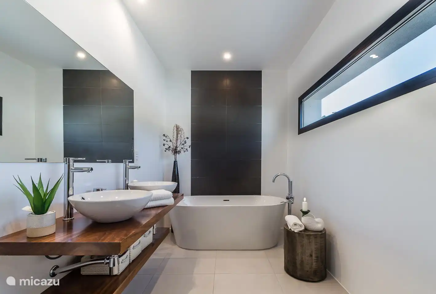 Bathroom with modern bath