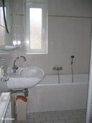 la salle de bain avec bain, douche séparée et lavabo