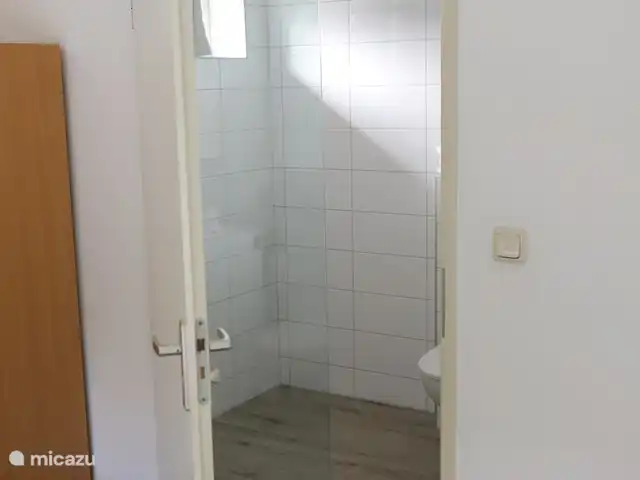 Huinerhofje 2; rust, privacy, natuur huren in Nederland, Gelderland, Putten - vakantiehuis Ingang badkamer vanuit slaapkamer met links inloopdouche.