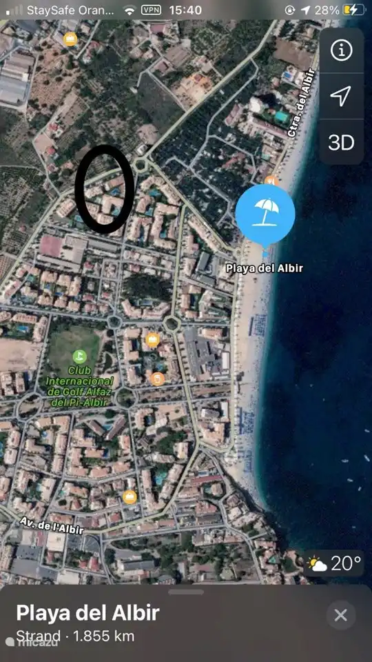 Emplacement, à 200 mètres de la plage et de la promenade, restaurants à proximité, à 1 km à pied d'Altea