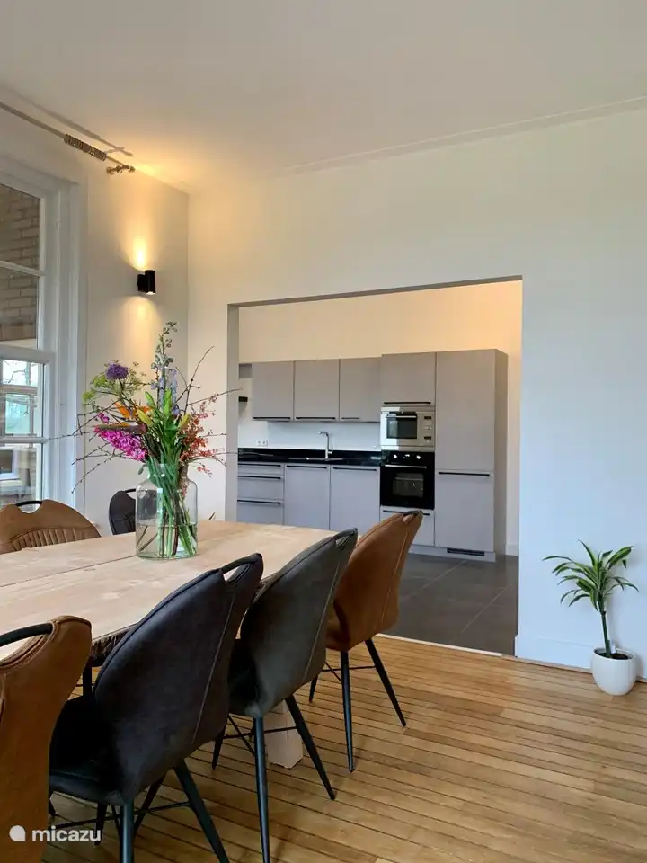 Es gibt eine offene Küche, in der Sie bequem in das Wohn- und Esszimmer gelangen können. 