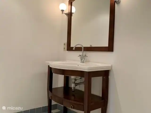 Granja de vacaciones De Steeg en Países Bajos, Güeldres, De Steeg - casa de campo Este es el segundo baño con lavabo, inodoro y ducha. Este baño también tiene calefacción por suelo radiante.