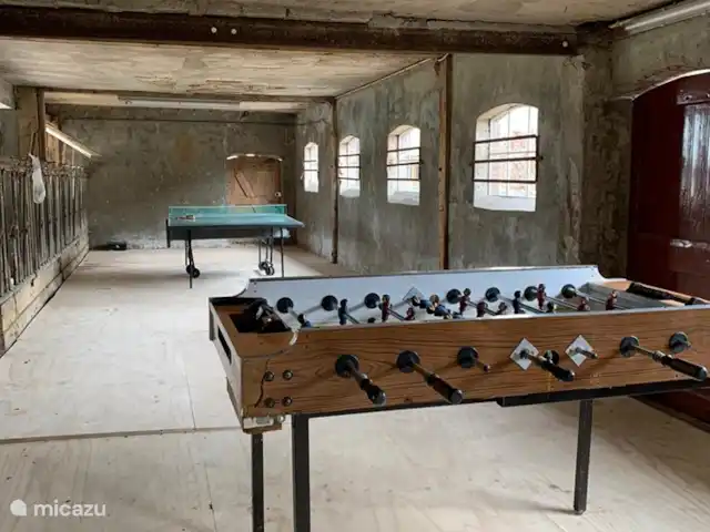 Granja de vacaciones De Steeg en Países Bajos, Güeldres, De Steeg - casa de campo En la parte hay un futbolín y una mesa de tenis donde se puede jugar de maravilla.