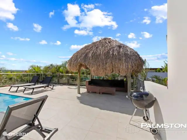 Villa familiar de lujo Grey Noble con vistas al mar en Curazao, Banda Arriba (este), Jan Thiel - villa Techo de paja cubierto con asientos