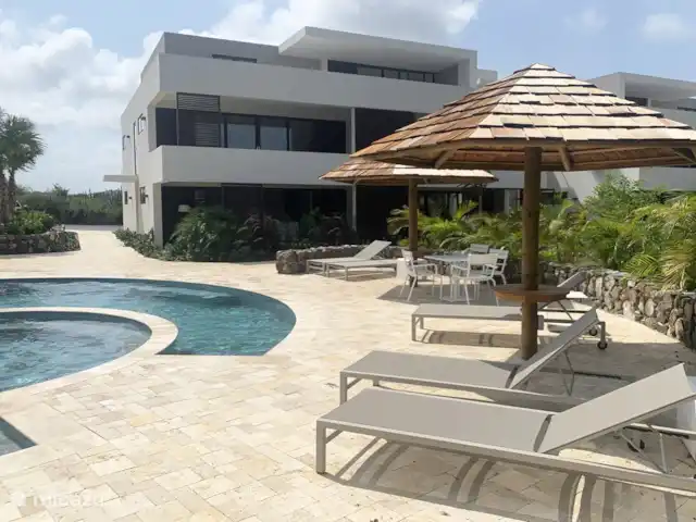 Jan Sofat LUX A21 | Curaçao, Banda Ariba (est), Jan Sofat - appartement Bronzer au bord de la piscine