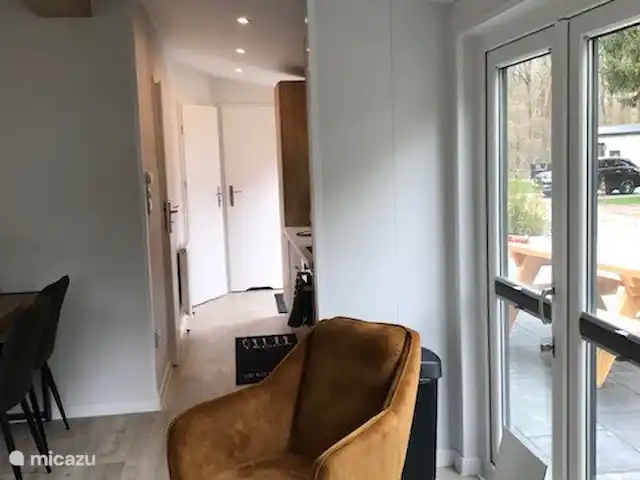 Vue forêt 2 | Pays-Bas, Drenthe, Diever - chalet Salon avec deux portes patio
