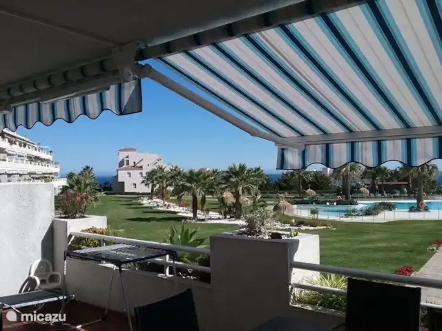 Balcones del Chaparral, Mijas Costa | Espagne, Costa del Sol, La Cala de Mijas - appartement vue sur le jardin et la mer depuis notre terrasse