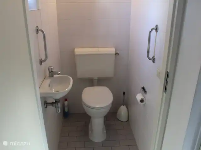 vakantiehuis huren in Nederland, Friesland, Sint Nicolaasga – De Zonnewijzer Toilet beneden met sta-op handgrepen