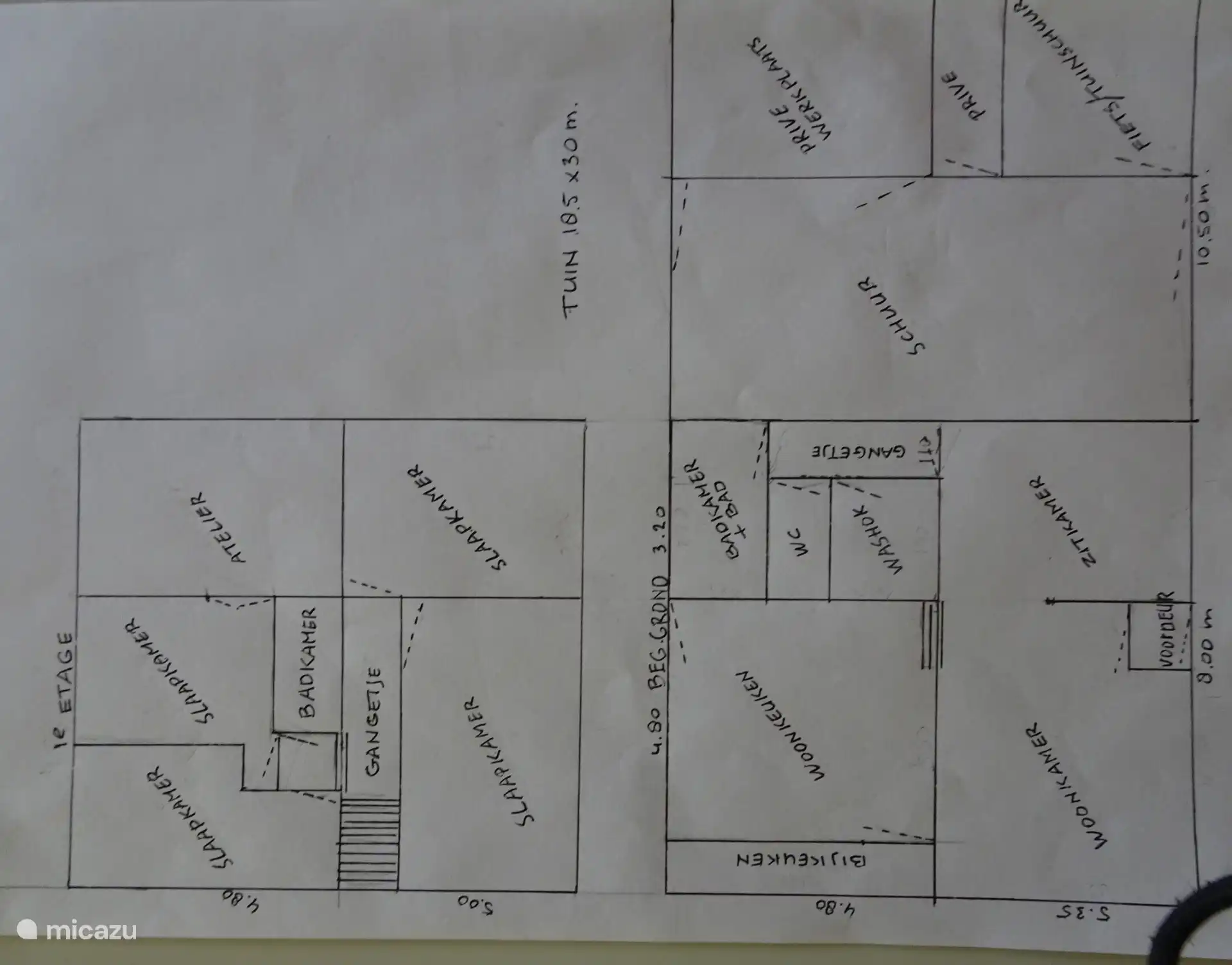 the floor plan of the house. To the right is the entrance and front of the house.