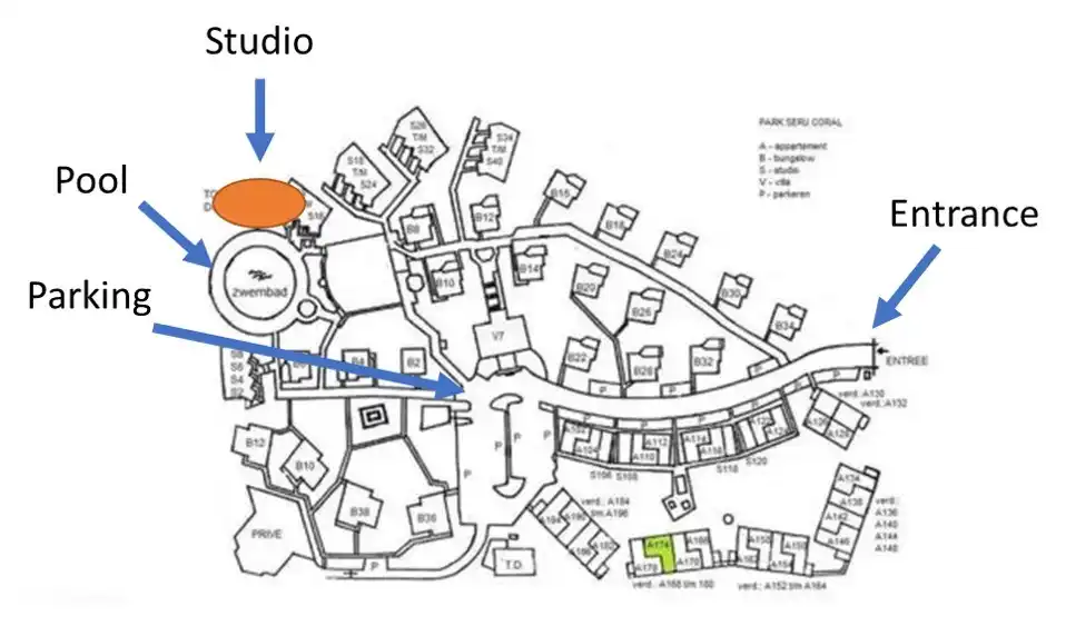 The location of the studio in the park