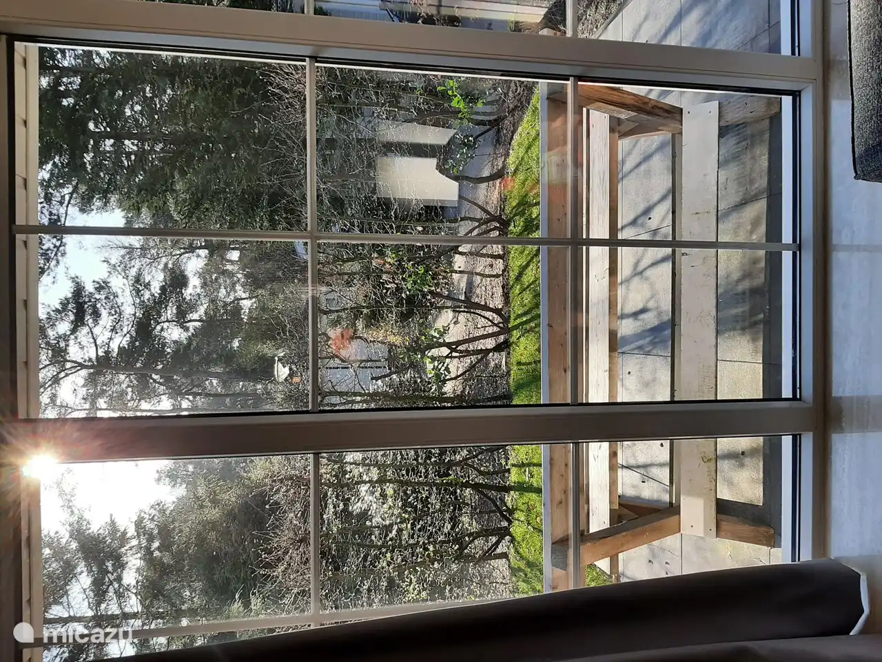 Grandes ventanales por todos lados con vista al bosque