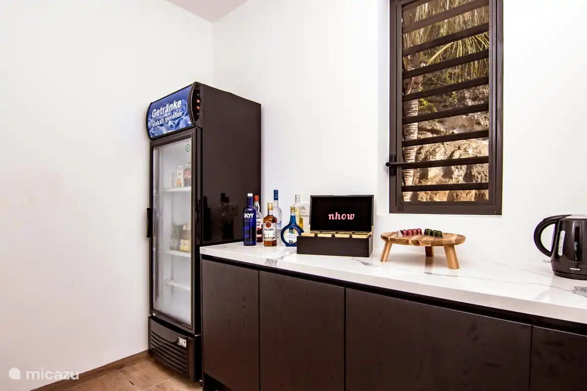 Buanderie avec grand réfrigérateur pour les boissons