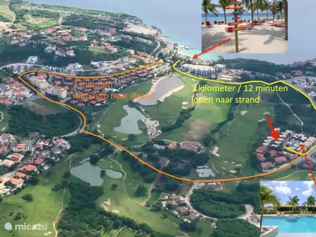 BlueBay Garden à la plage et à la piscine | Curaçao, Curaçao-Centre, Blue Bay - maison de vacances Sur cette photo, vous pouvez voir la partie centrale de la station balnéaire de Blue Bay, avec certains des 18 trous du parcours de golf au total. Courte distance de marche de la plage (mais chaude !) ou court trajet en voiture.