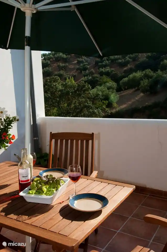 The fully enclosed private terrace overlooking the river valley