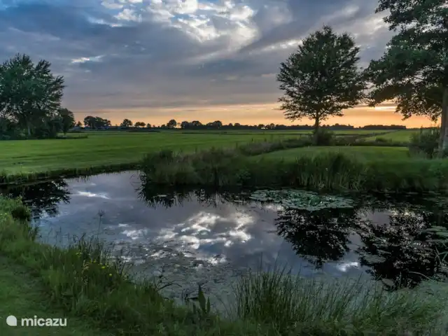 boerderij huren in Nederland, Friesland, Gersloot – Boerengeluk UItzicht achter op de tuin