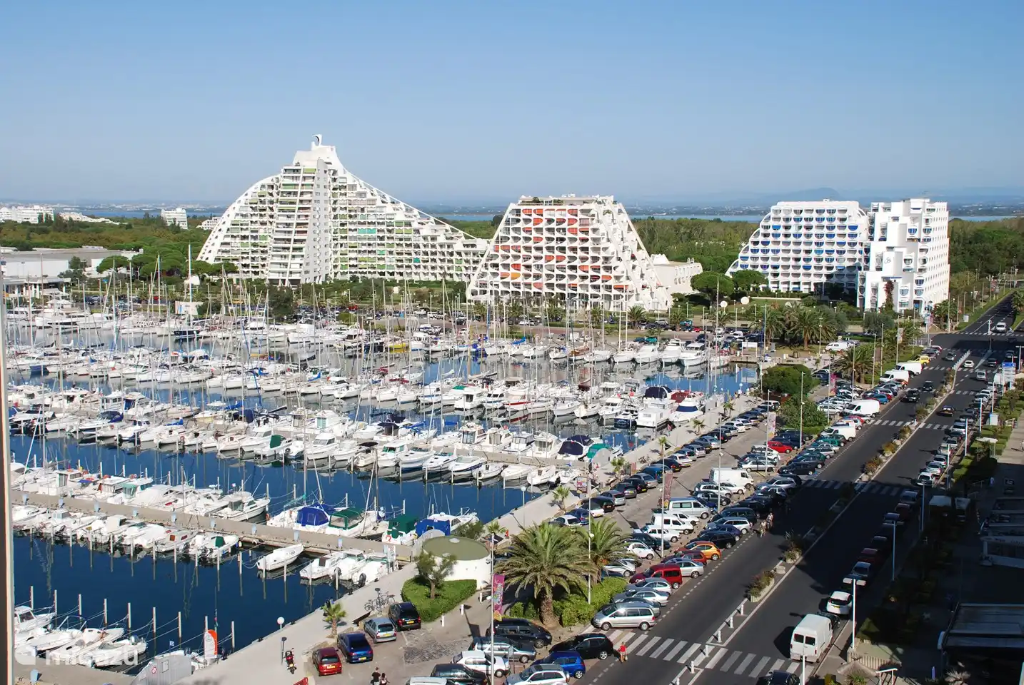 the typical pyramid buildings in the center of La Grande Motte