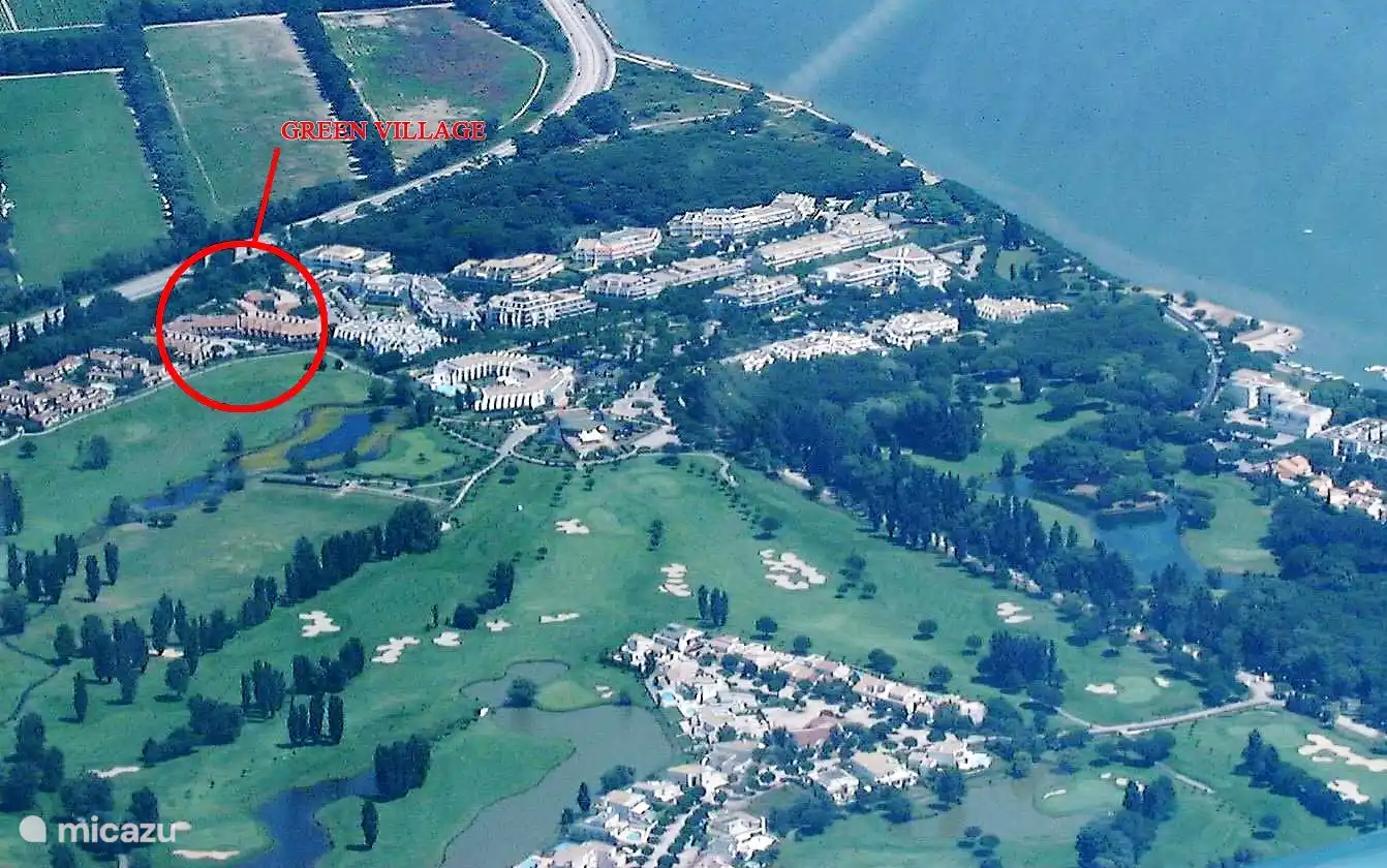 location of Green Village in relation to the lake