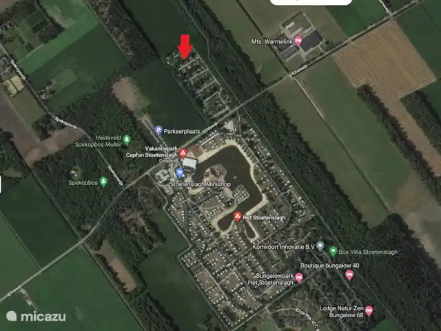 De Berk, Capfun Stoetenslagh en Países Bajos, Overijssel, Rheezerveen - chalet Chalet de Berk para 4 personas, Rheezerveen. Situación parque de chalets y el parque opuesto el Stoetenslagh, 5 minutos a pie